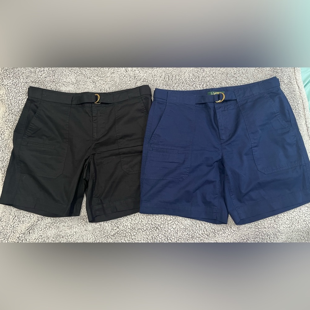 Women’s Ralph Lauren Black and Navy Flat Front Shorts
